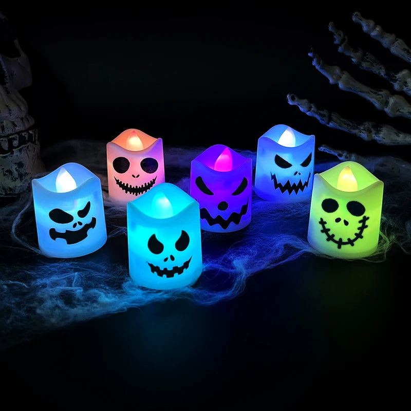 Candele LED Halloween con fantasmi e zucche