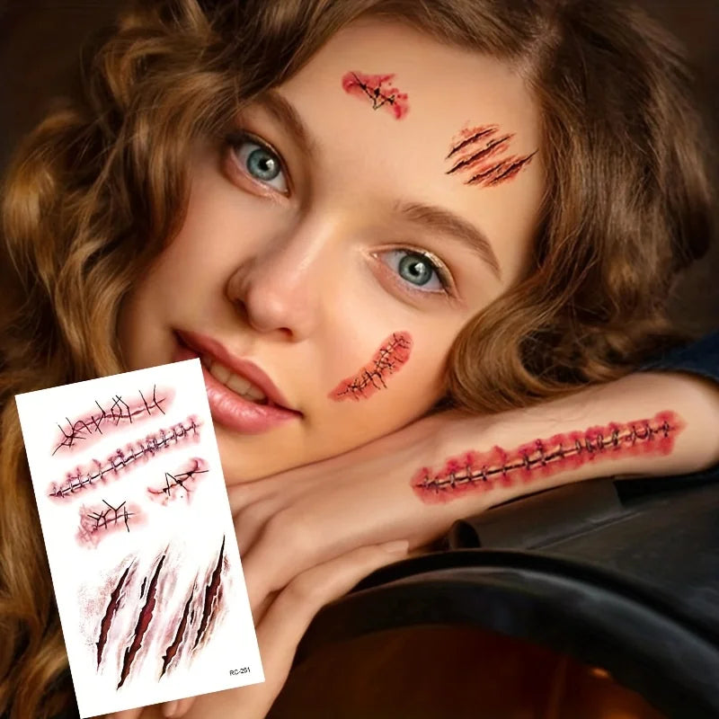 Tatuaggi temporanei cicatrici effetto sangue per Halloween