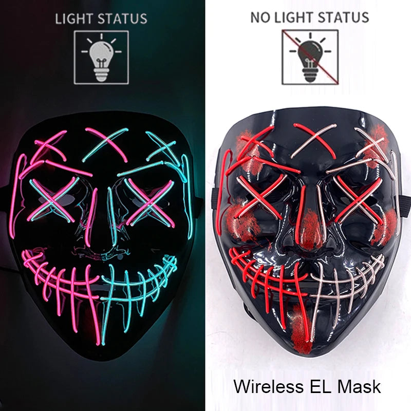 Maschera LED neon wireless luminosa per cosplay