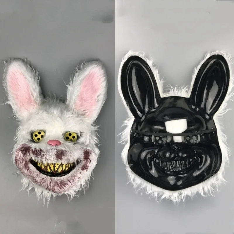 Maschera peluche Halloween con coniglio e orso