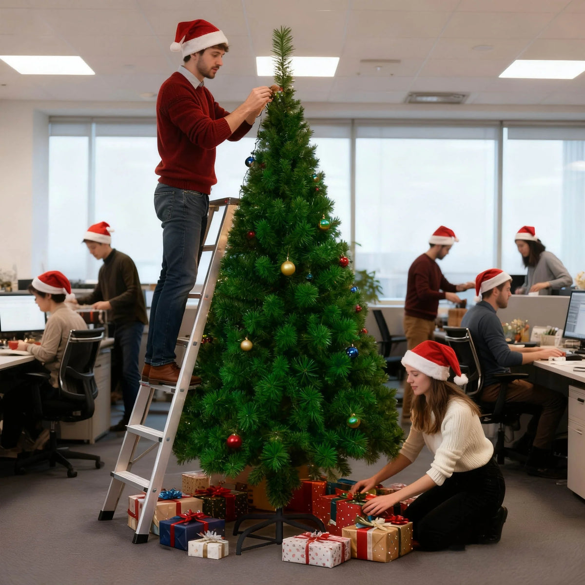 Albero di Natale artificiale verde con supporto stabile
