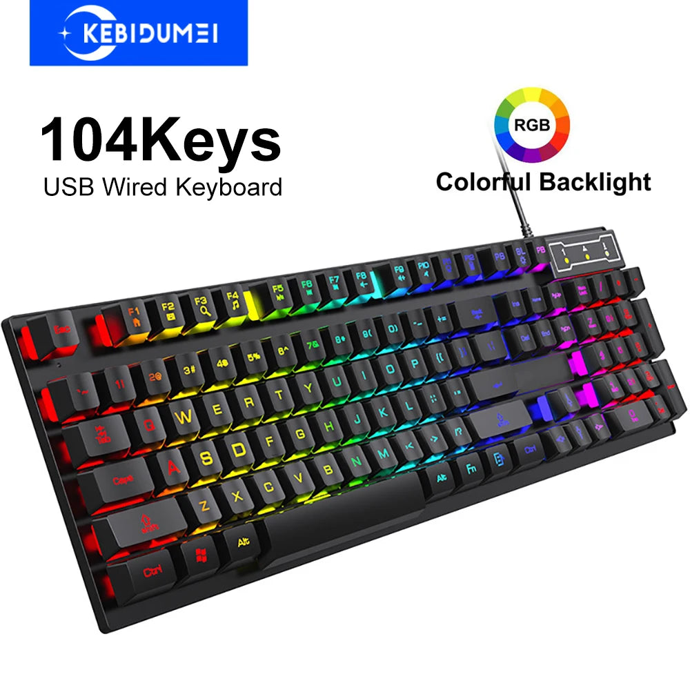 Tastiera gaming RGB cablata 104 tasti effetto meccanico