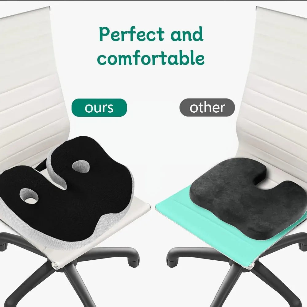 Cuscino Ergonomico in Memory Foam per Sedia da Ufficio, Auto e Sedia a Rotelle – Nero
