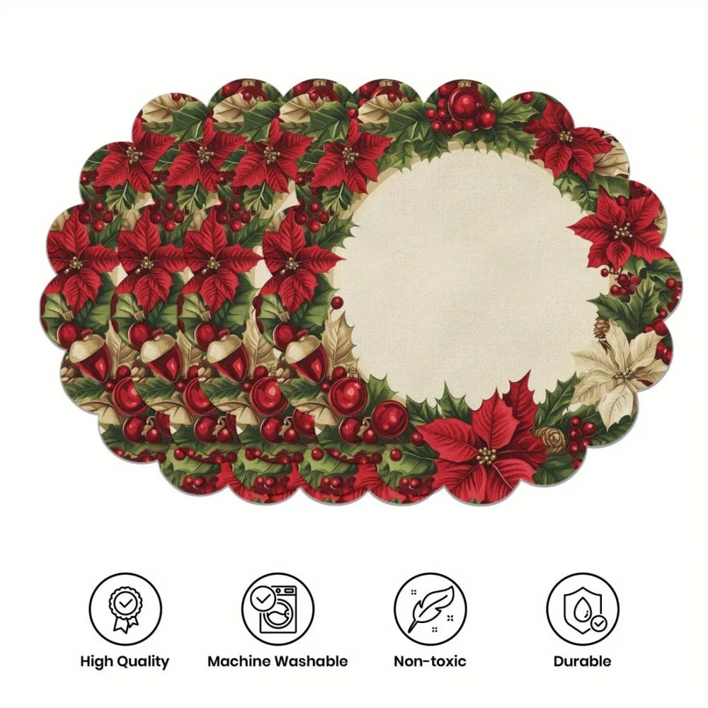 Set 4 tovagliette natalizie rotonde antiscivolo
