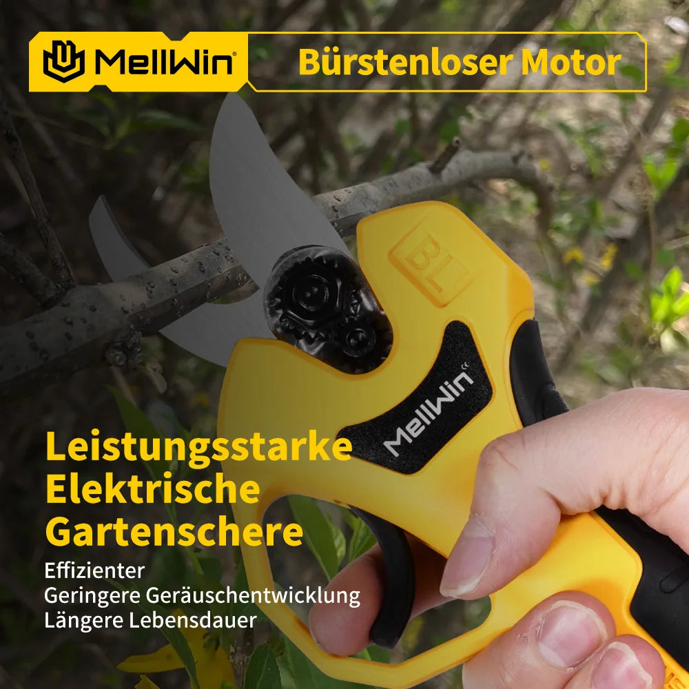 Forbici Elettriche da Potatura MELLWIN Brushless 30mm – Per Giardino, Bonsai e Frutteti | Compatibili Batteria Makita 18V