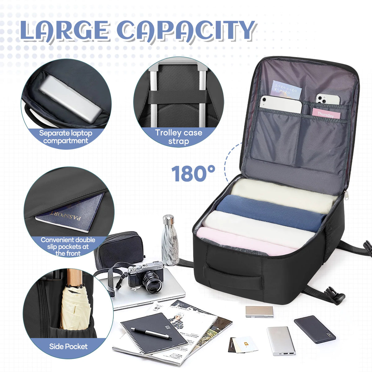 Borsa Portaoggetti per Vestiti – Zaino Personale Ryanair 40x30x20, Borsa Cabina, Sacchetto Sottovuoto con Pompa Manuale