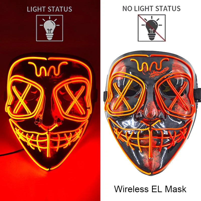 Maschera LED neon wireless luminosa per cosplay