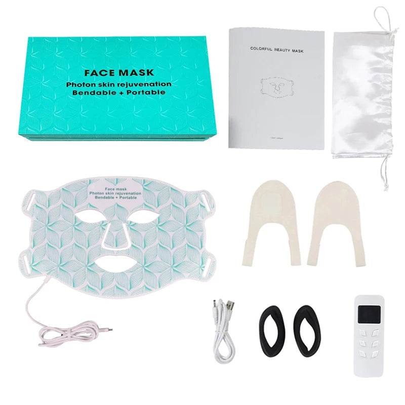 Maschera LED 8 Colori Viso e Collo – Terapia Luce Rossa e Infrarossi | Anti-Età, Acne, Sebo, Schiarente