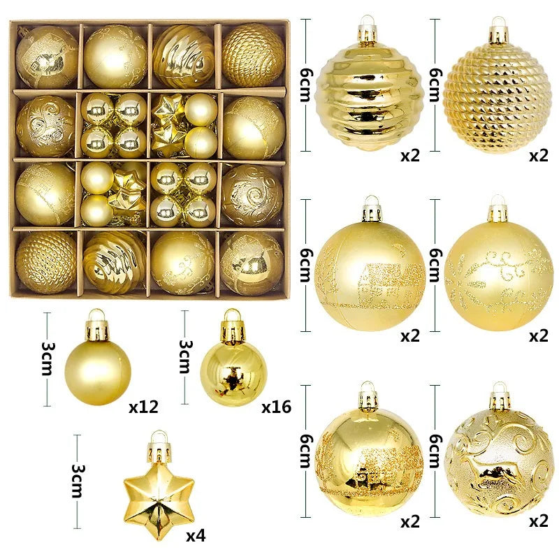 Set 44 palline di Natale da 3-6 cm