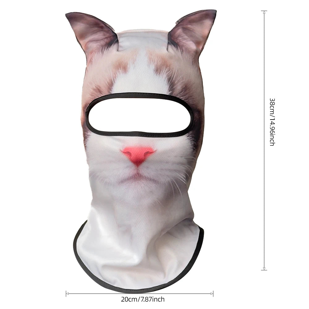 Passamontagna 3D Animali – Maschera Integrale per Moto, Bici, Sci, Protezione UV Collo e Viso