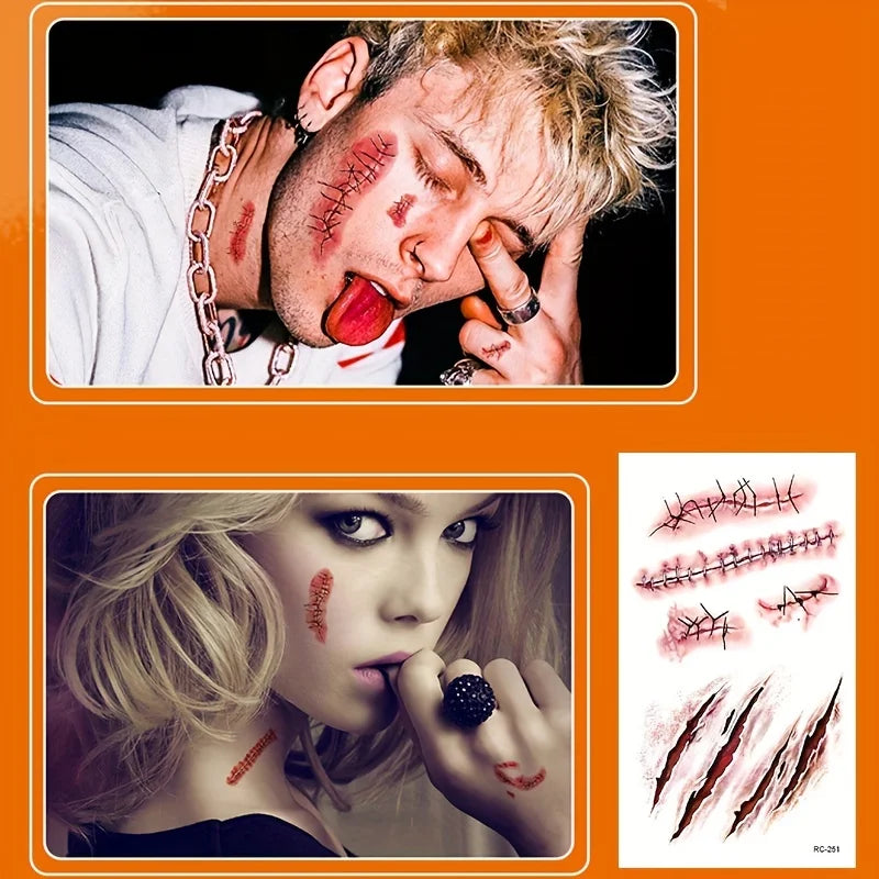 Tatuaggi temporanei cicatrici effetto sangue per Halloween