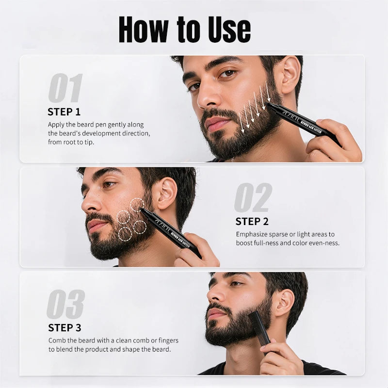 SEVICH Penna Colorante Barba Waterproof – Filler Infoltente con Fibre, Effetto Naturale Tutto il Giorno