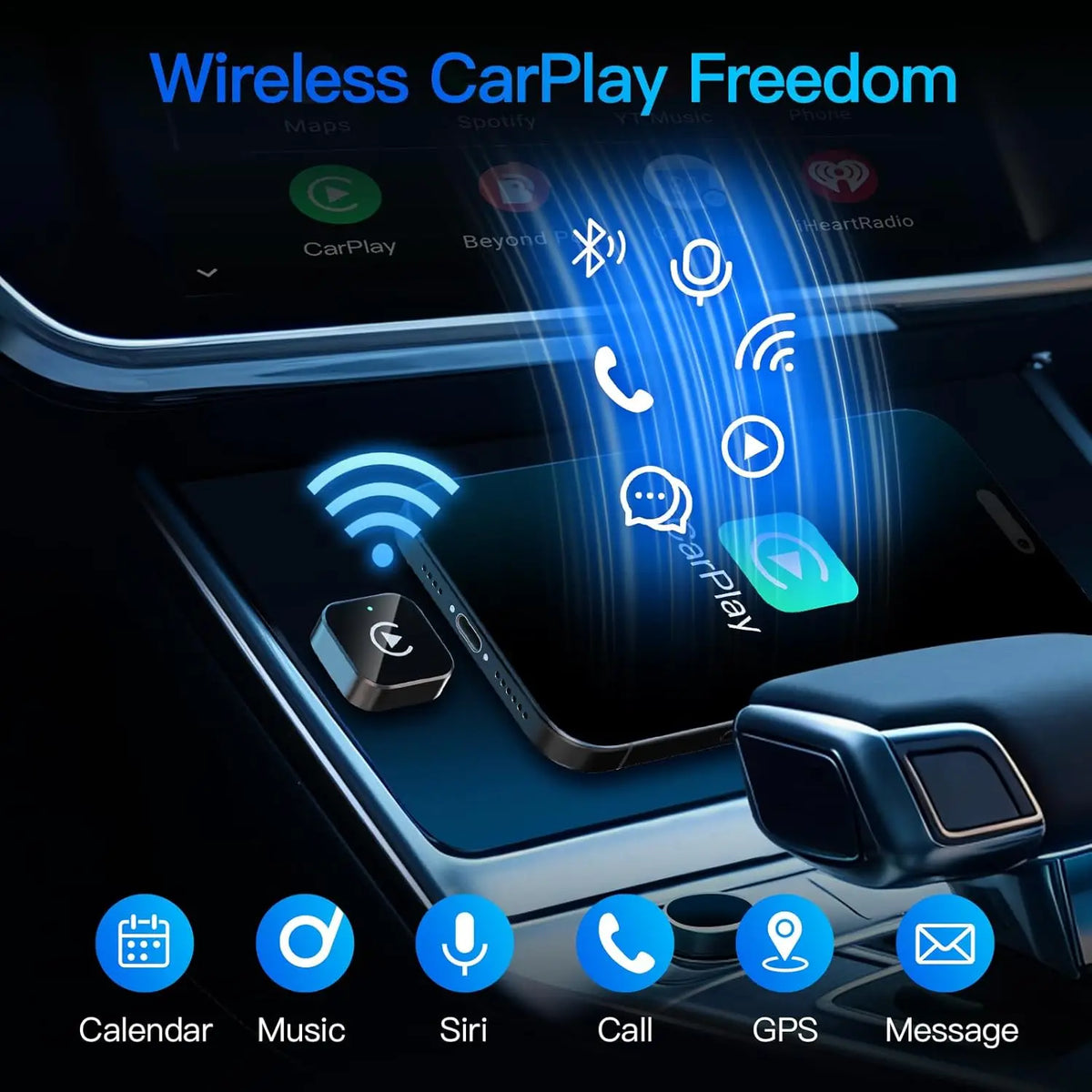 Adattatore Wireless CarPlay 2026 per iPhone e Android – Plug & Play