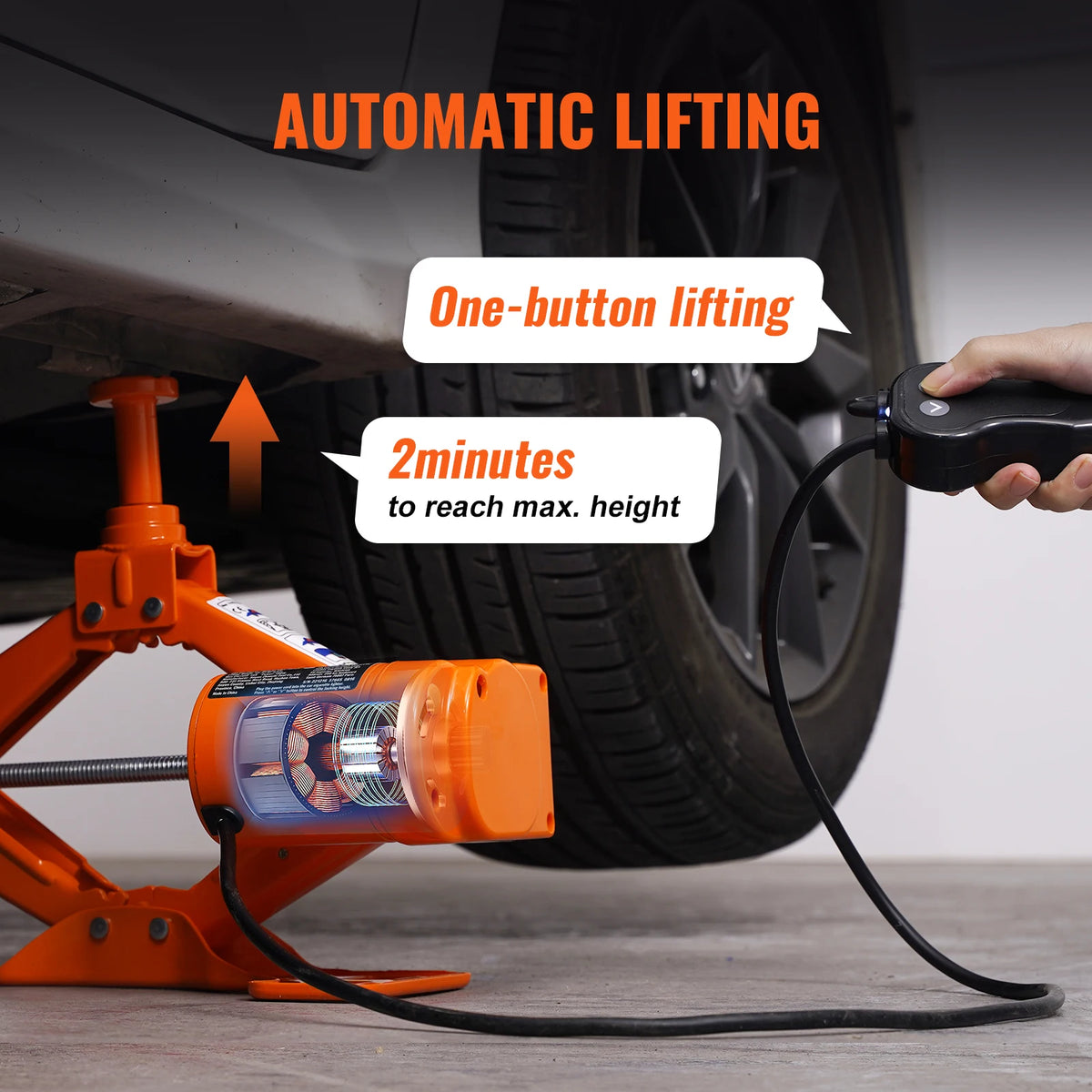 SucceBuy Crick Elettrico a Forbice 3 Ton con Avvitatore ad Impatto 12V – Portatile per SUV, Furgoni e Cambio Gomme