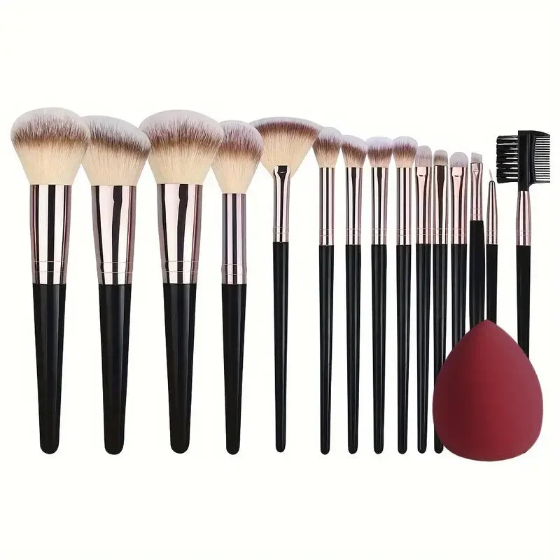 Set Pennelli Make-up Professionali – 3/10/15/18/20 pz, Setole Morbide, Fondotinta, Occhi, Blush e Contouring + Spugnetta Opzionale