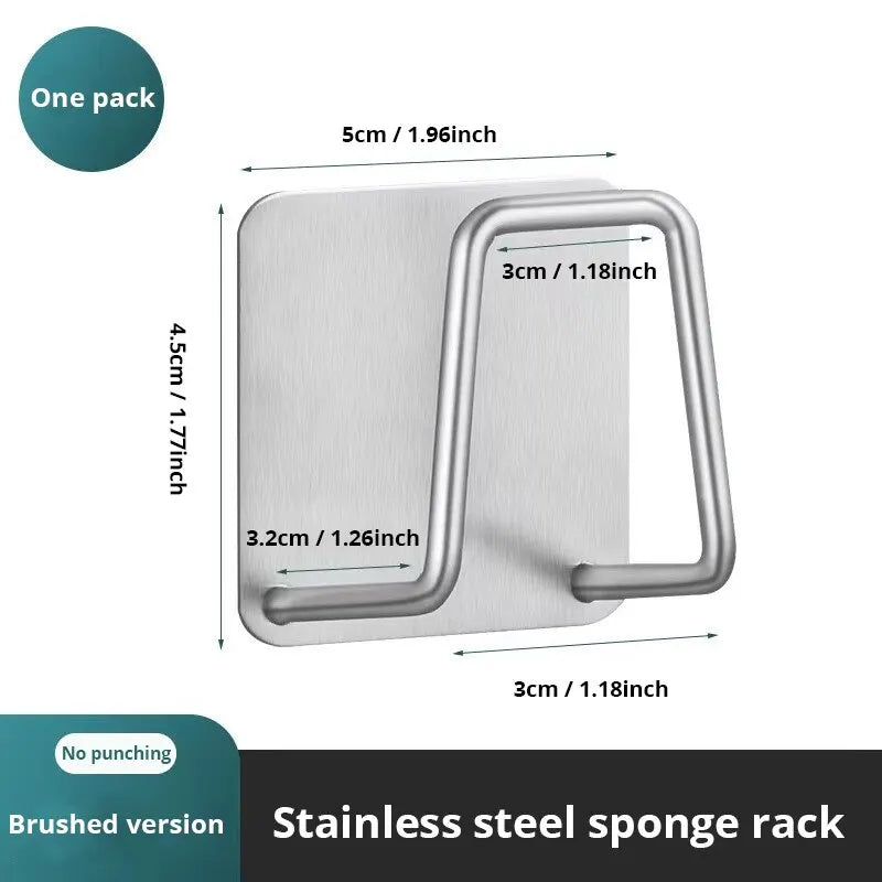 Porta Spugna per Lavello in Acciaio Inox – Supporto con Ventosa per Cucina, Spugne e Pagliette