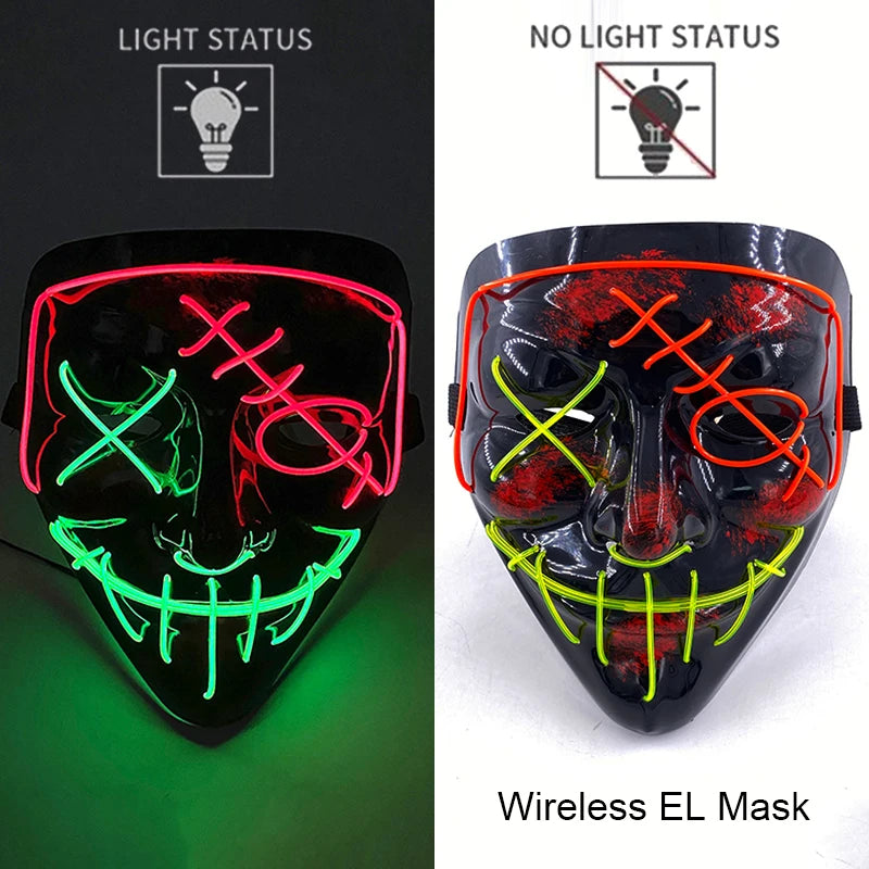 Maschera LED neon wireless luminosa per cosplay