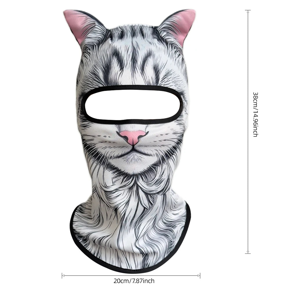 Passamontagna 3D Animali – Maschera Integrale per Moto, Bici, Sci, Protezione UV Collo e Viso