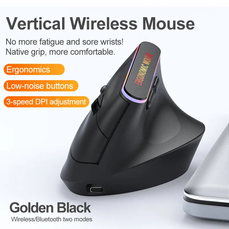 Mouse verticale ergonomico wireless 2.4G e Bluetooth