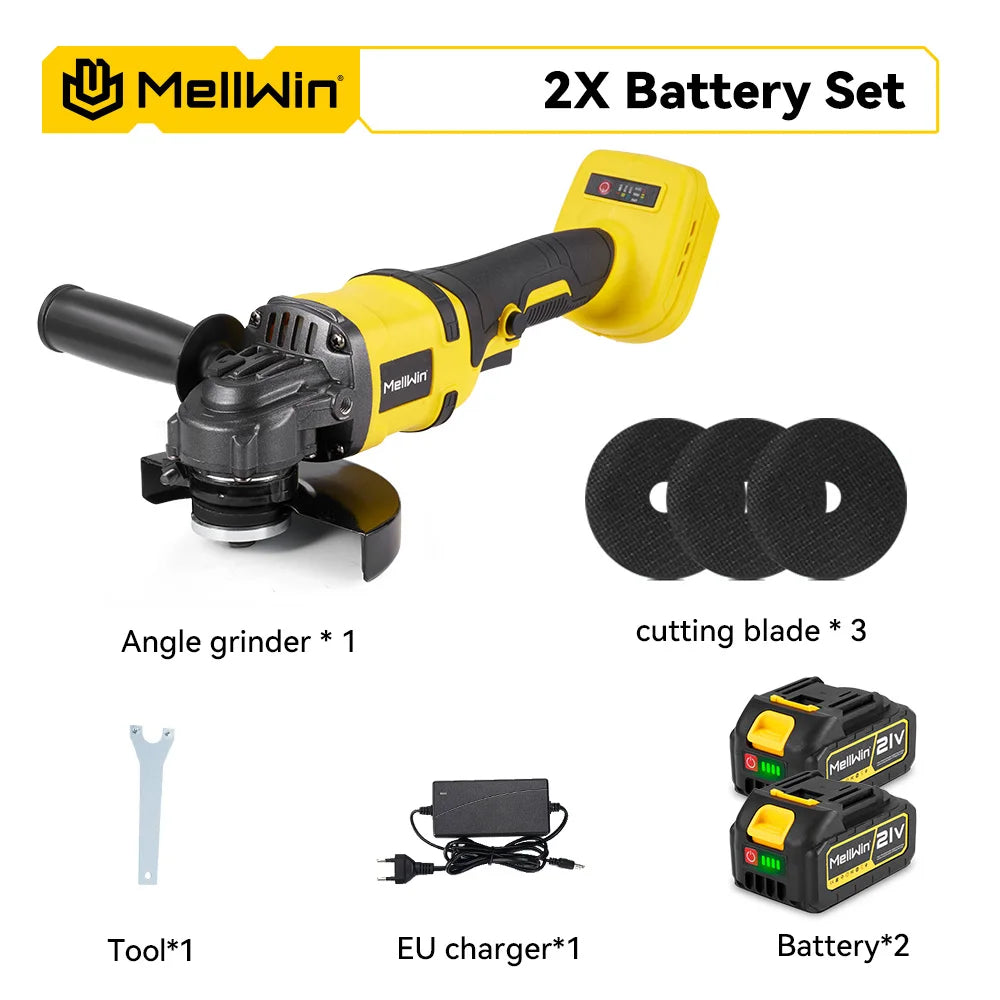 MELLWIN Smerigliatrice Angolare Senza Fili 125mm – Motore Brushless 18V Compatibile Makita