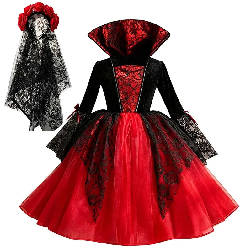 Costume bambina sposa fantasma e vampira per Halloween