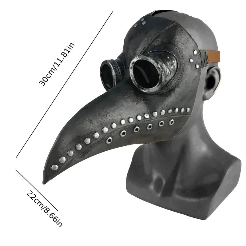 Maschera Medico della Peste steampunk in gomma nera