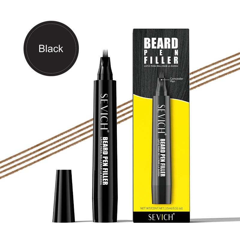 SEVICH Penna Colorante Barba Waterproof – Filler Infoltente con Fibre, Effetto Naturale Tutto il Giorno