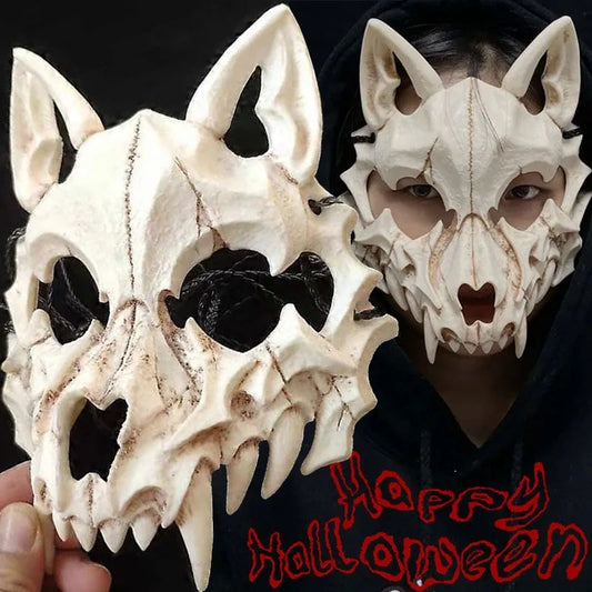 Maschera teschio demone con denti lunghi