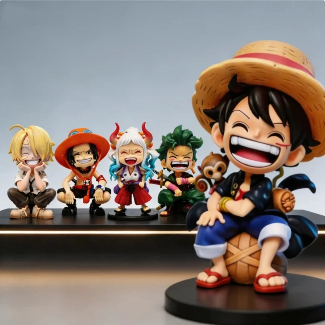 One Piece – Figura Q-Version Seduta 13cm | Luffy, Zoro, Sanji, Ace, Yamato | Modello PVC da Collezione, Idea Regalo