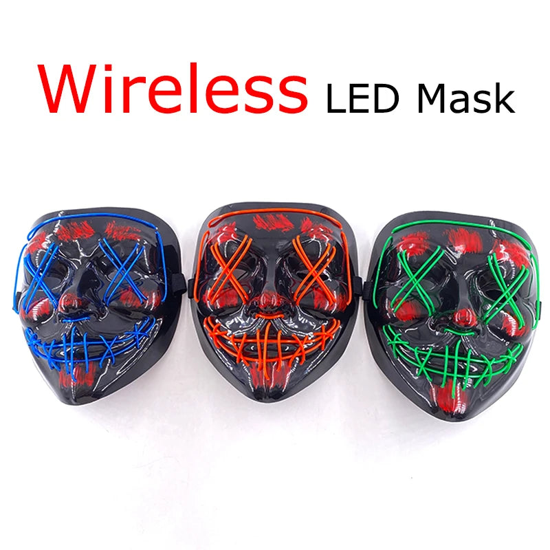 Maschera LED neon wireless luminosa per cosplay