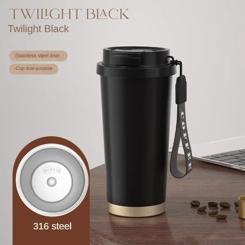 Tazza Termica in Ceramica 530 ml – Thermos in Acciaio Inox a Doppia Parete, Mug da Viaggio per Caffè