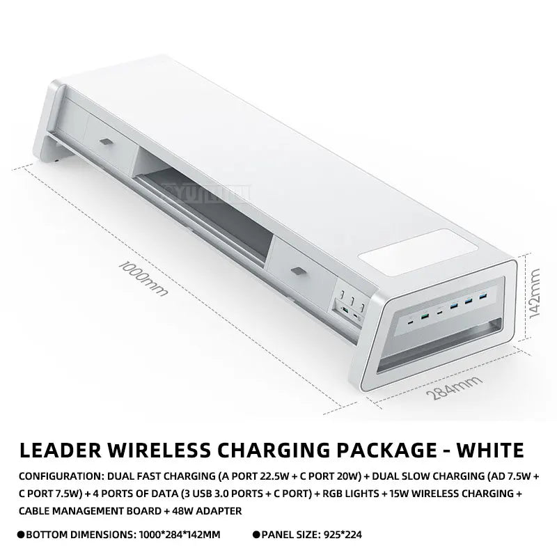Supporto Monitor USB con Cassetto – Docking Station Multifunzionale per Ufficio, Desktop e Porta Telefono