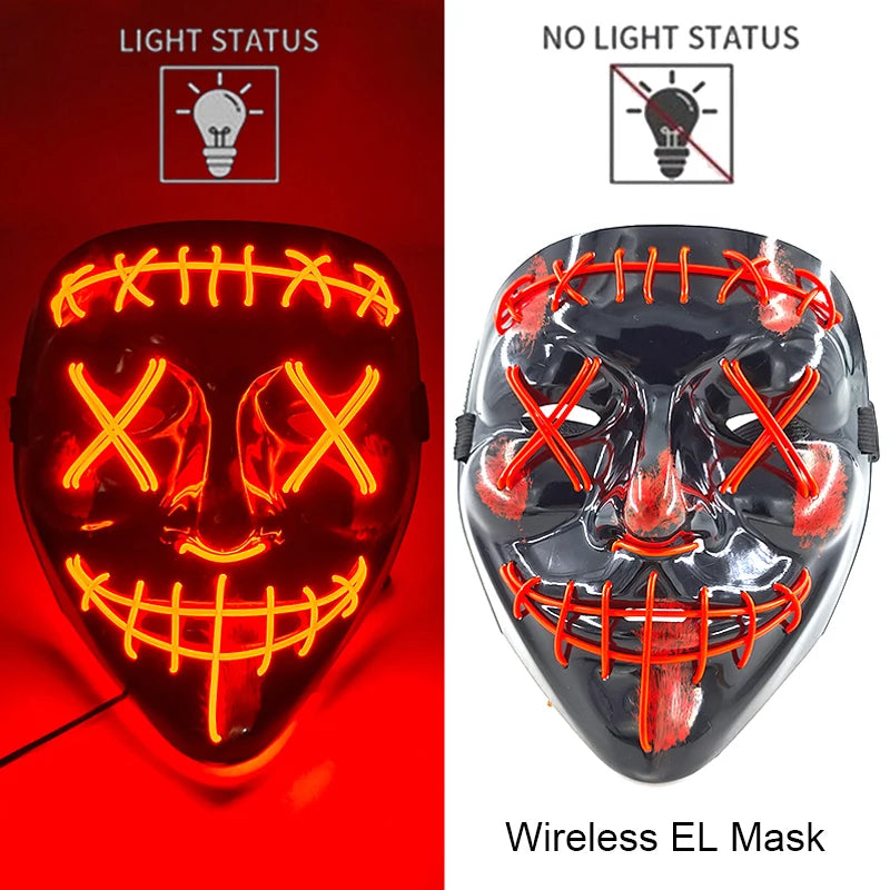 Maschera LED neon wireless luminosa per cosplay