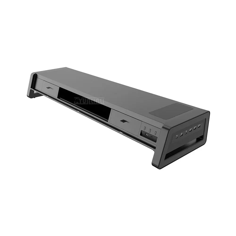 Supporto Monitor USB con Cassetto – Docking Station Multifunzionale per Ufficio, Desktop e Porta Telefono
