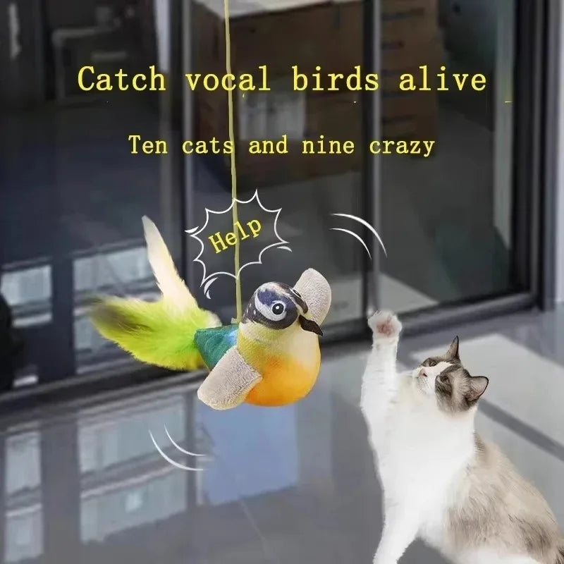 Giocattolo per Gatti con Suono di Uccello – Corda Elastica Antinoia, Resistente ai Graffi (1-3 pz)