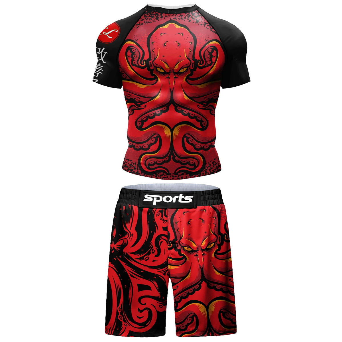 Set Sportivo 2 Pezzi BJJ / MMA – Rashguard + Shorts Muay Thai, Grappling, Boxe, Corsa e Palestra