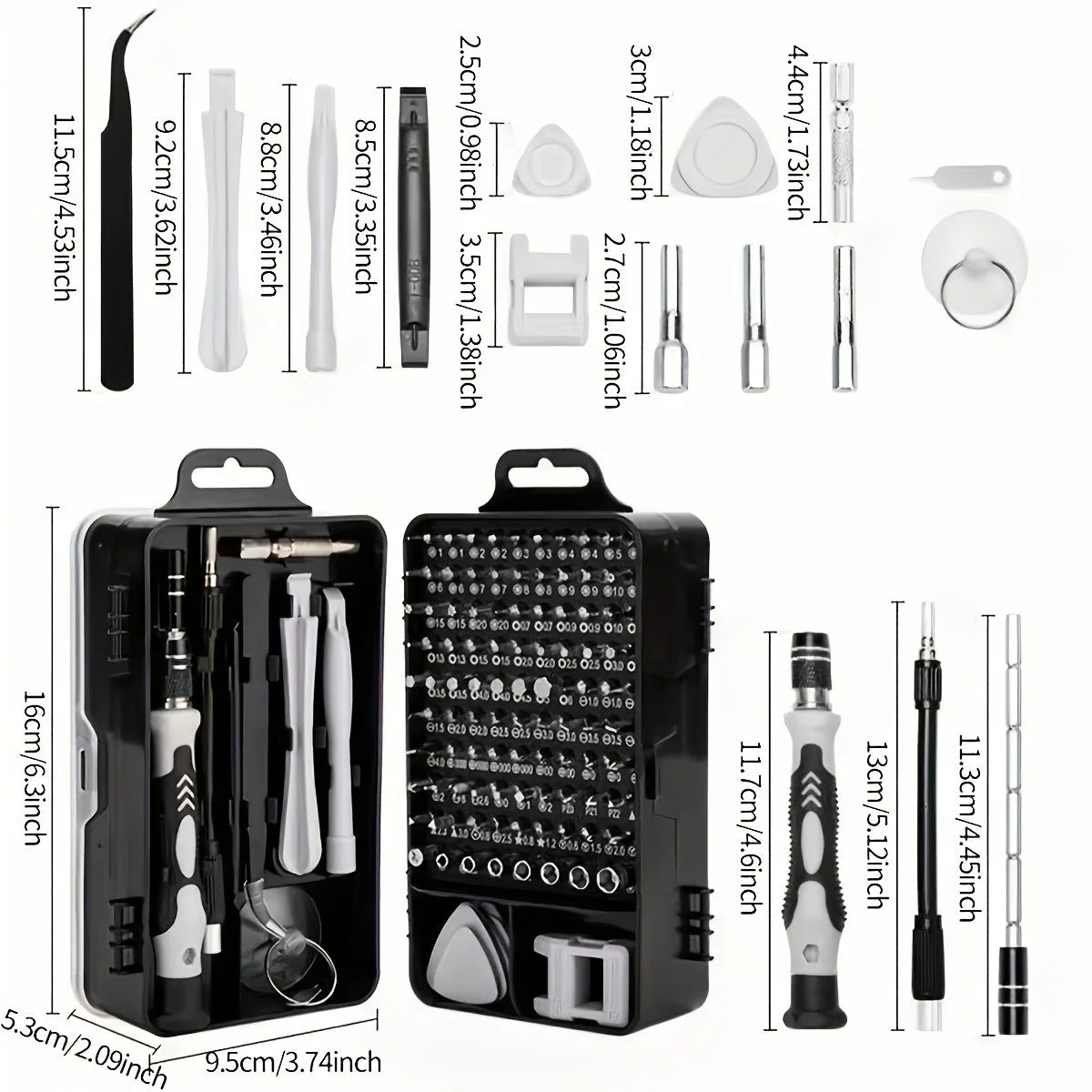 Kit Cacciaviti 115 in 1 Professionale – Riparazione Telefono, Computer, Orologi, Console e Occhiali
