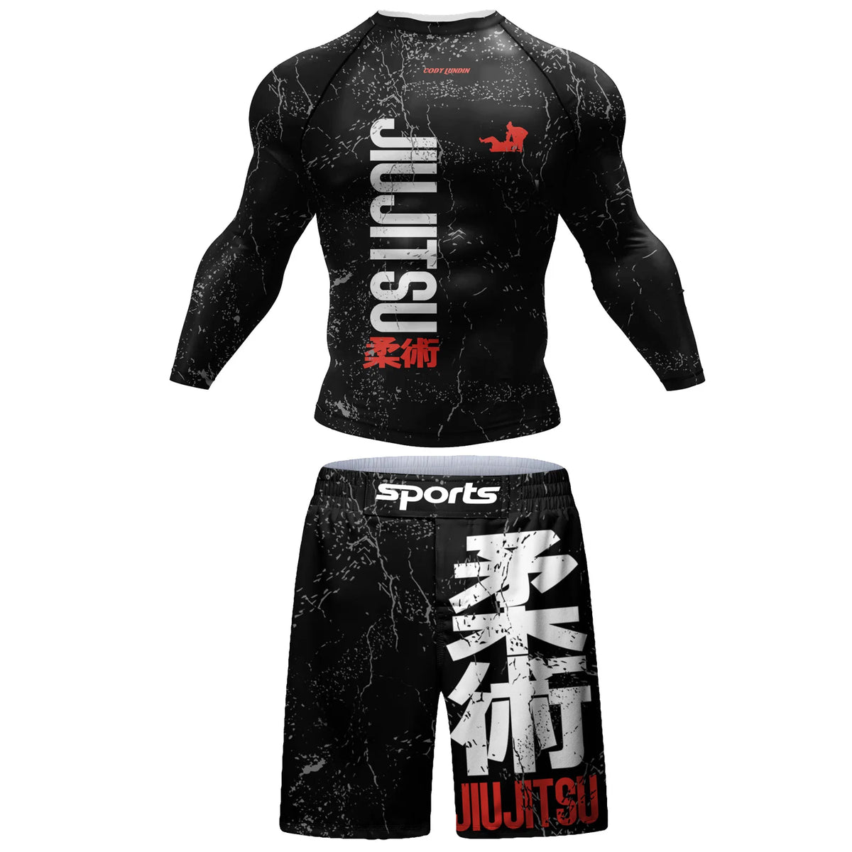 Set Sportivo 2 Pezzi BJJ / MMA – Rashguard + Shorts Muay Thai, Grappling, Boxe, Corsa e Palestra