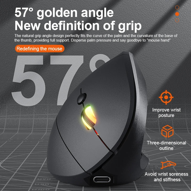 Mouse verticale ergonomico wireless 2.4G e Bluetooth