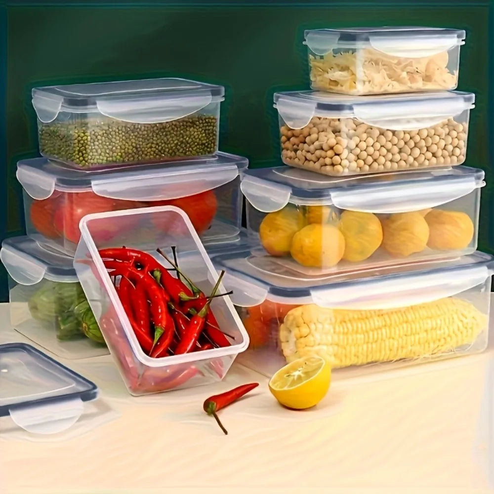 Set 8 Contenitori Alimentari Ermetici Senza BPA con Coperchi a Clip – Adatti a Microonde e Freezer, in Plastica PP per Alimenti Secchi, Frutta e Verdura