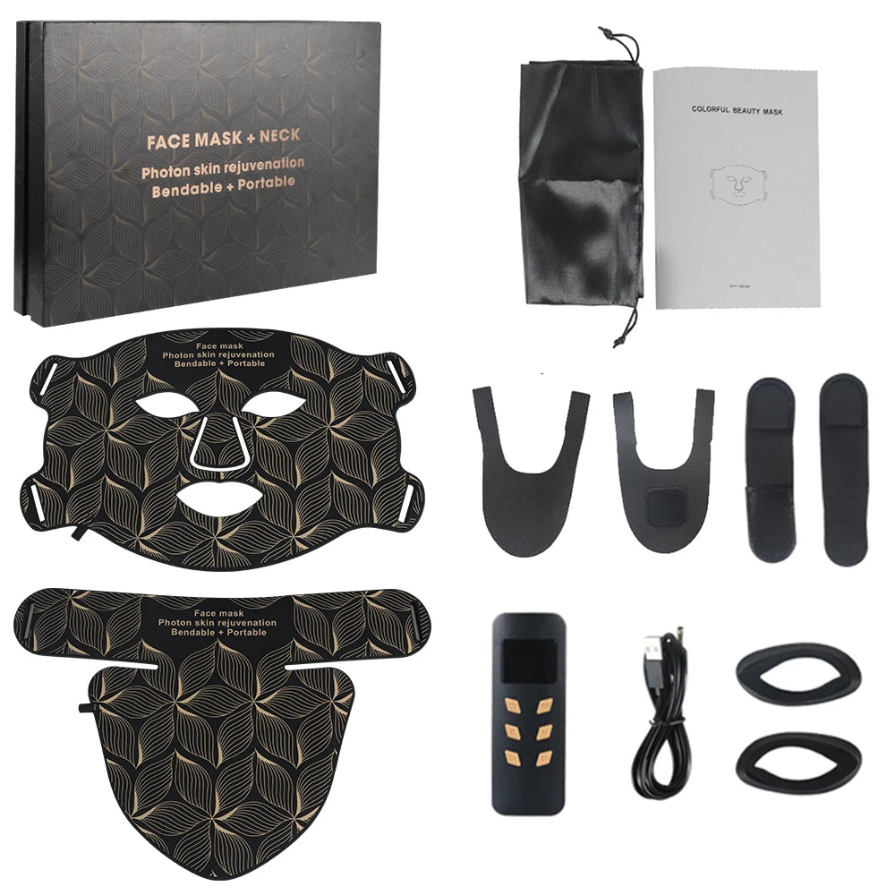 Maschera LED 8 Colori Viso e Collo – Terapia Luce Rossa e Infrarossi | Anti-Età, Acne, Sebo, Schiarente