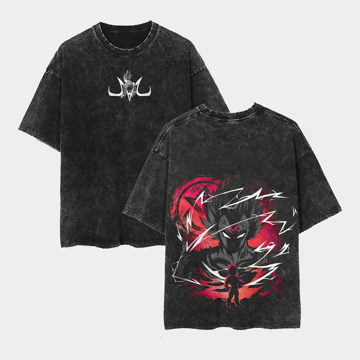 T-Shirt Dragon Ball Cosplay – Goku & Vegeta | Oversize Washed, Cotone, Anime Harajuku Streetwear Uomo