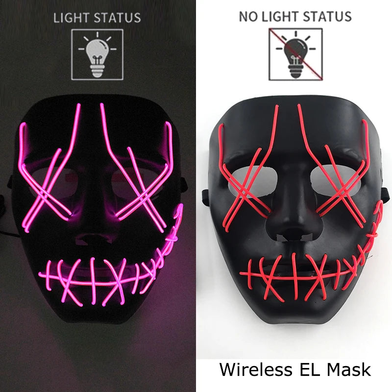 Maschera LED neon wireless luminosa per cosplay