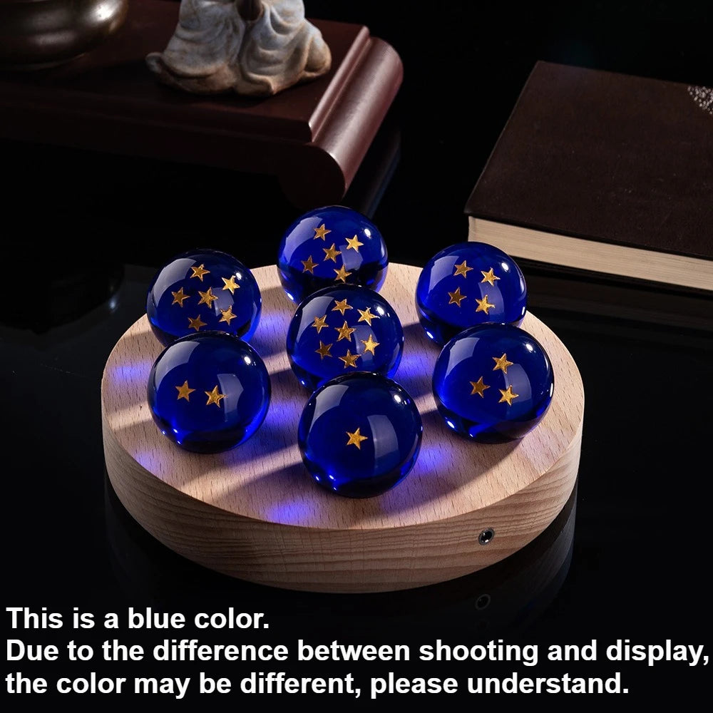 Sfera del Drago Dragon Ball Z – Cristallo Giallo con Base LED in Legno, 1-7 Stelle, Lampada da Notte e Decorazione Scrivania