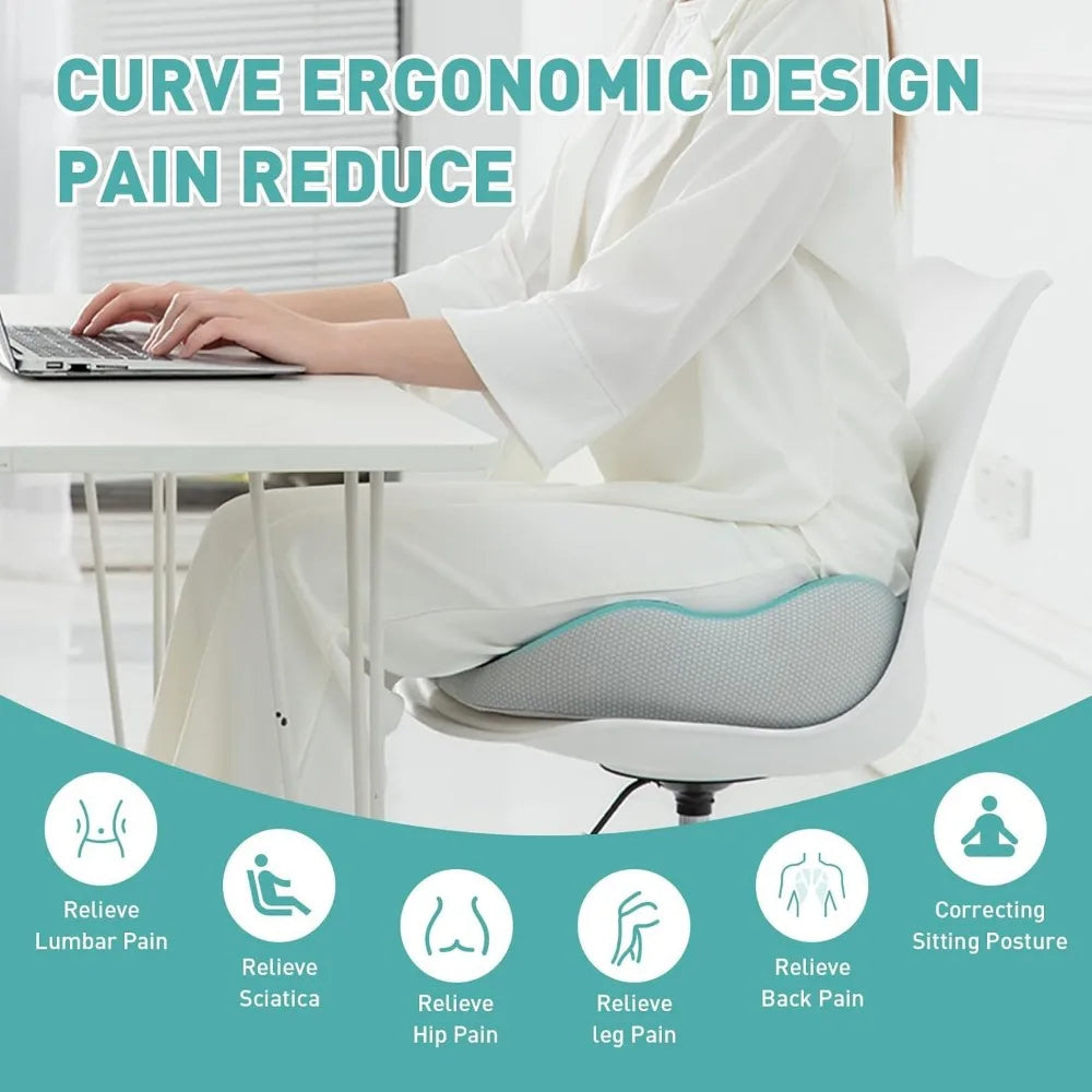 Cuscino Ergonomico in Memory Foam per Sedia da Ufficio, Auto e Sedia a Rotelle – Nero