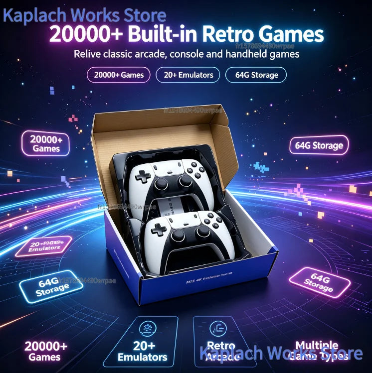 M15 Game Stick Retrò – 64GB, 20.000+ Giochi Classici, Controller Wireless, 20+ Simulatori, Uscita HD TV