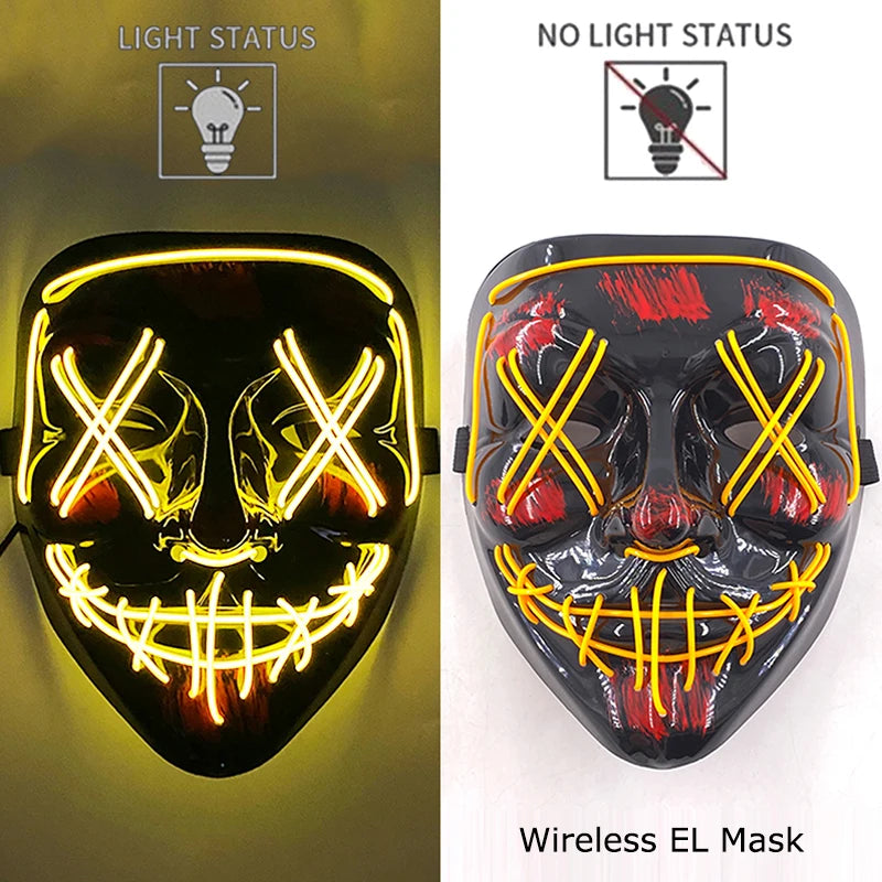 Maschera LED neon wireless luminosa per cosplay