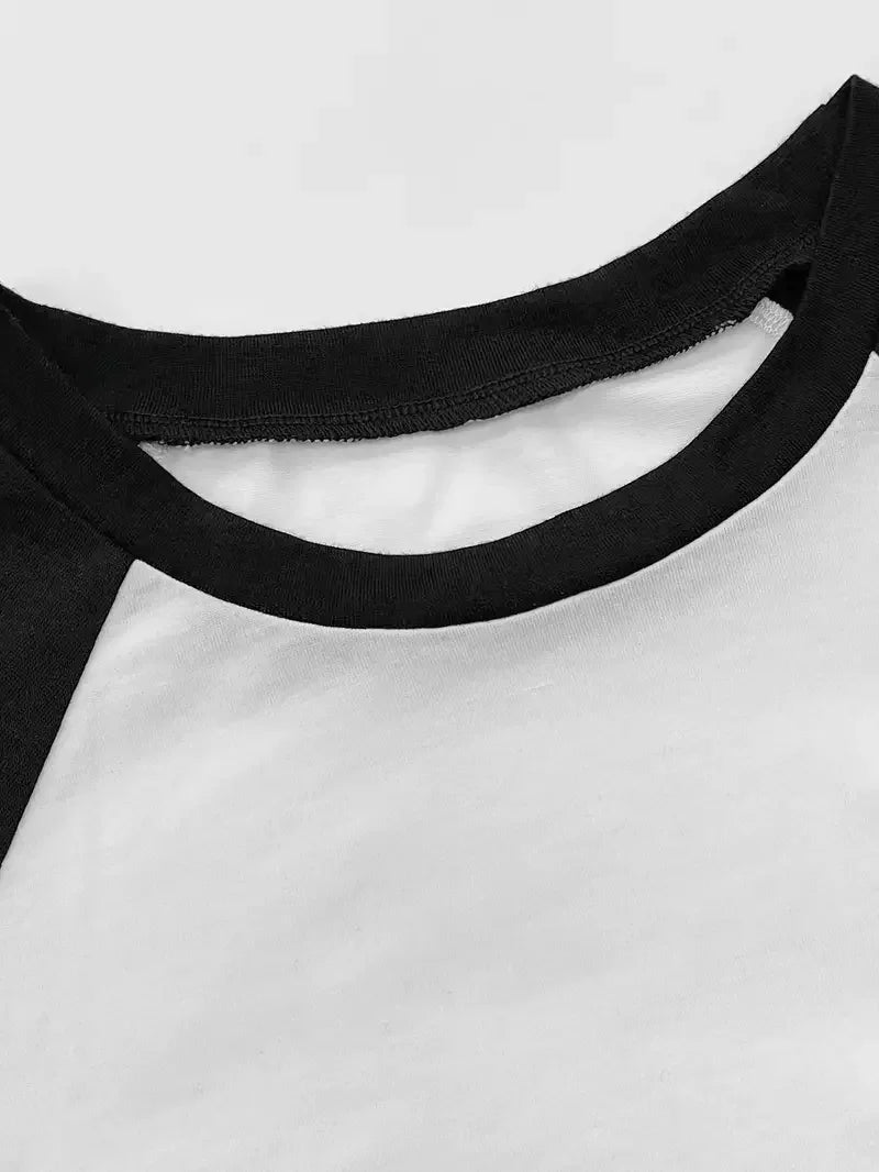 T-Shirt Donna Kawaii con Stampa Gatto Nero Retro – Collo Rotondo, Manica Corta, Stile Casual Estivo