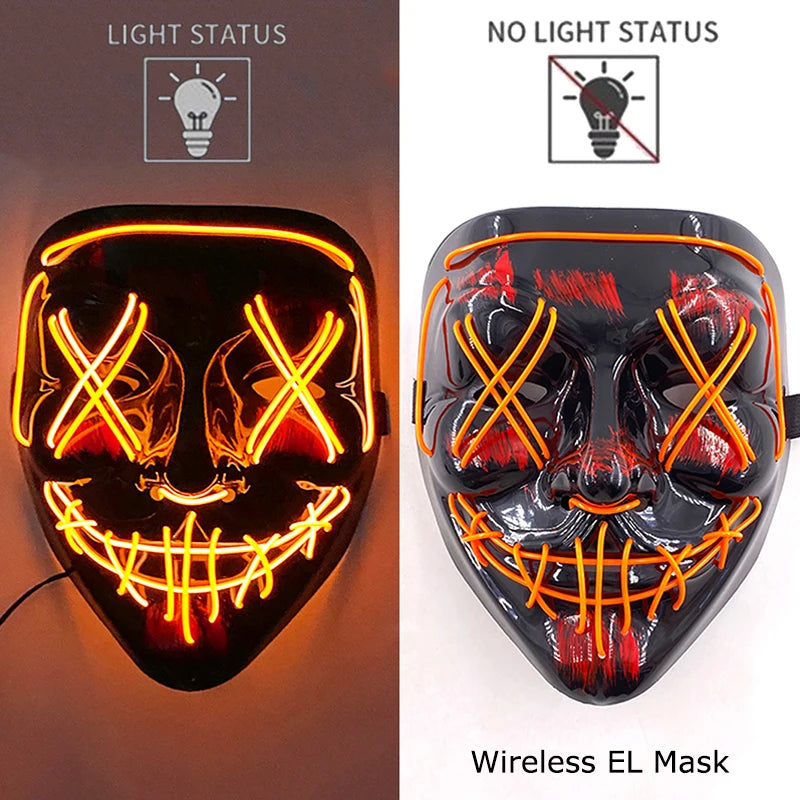 Maschera LED neon wireless luminosa per cosplay
