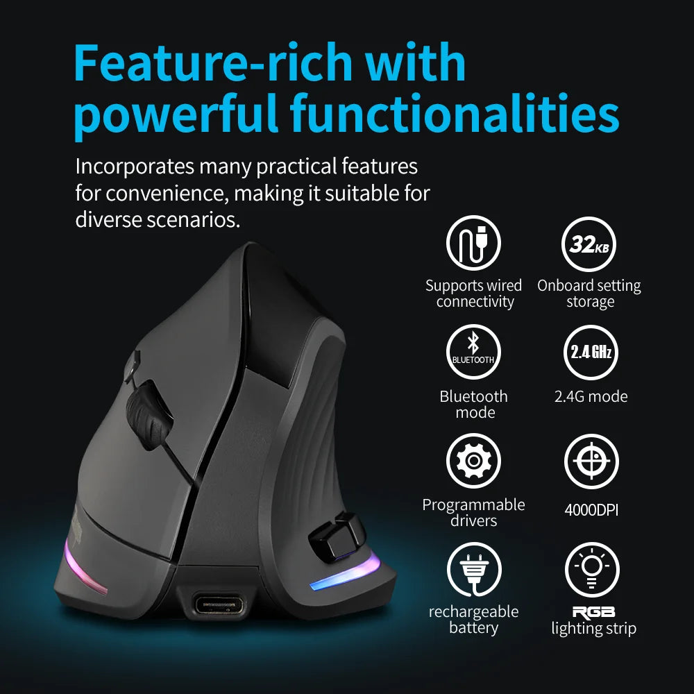 Mouse verticale ergonomico Lefon F35 ricaricabile